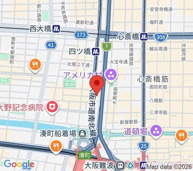 ヤマハミュージック 大阪なんば店の地図