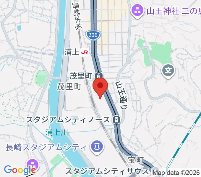 ヤマハミュージック長崎店の地図
