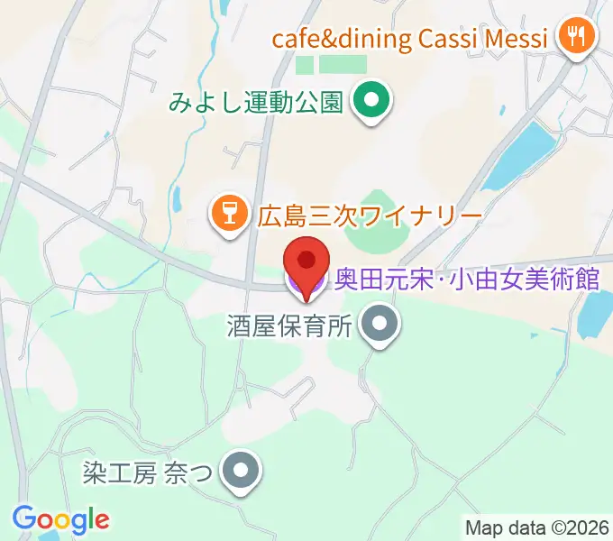 奥田元宋・小田女美術館の地図