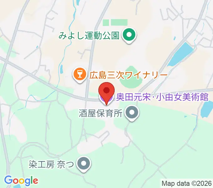 奥田元宋・小田女美術館の地図