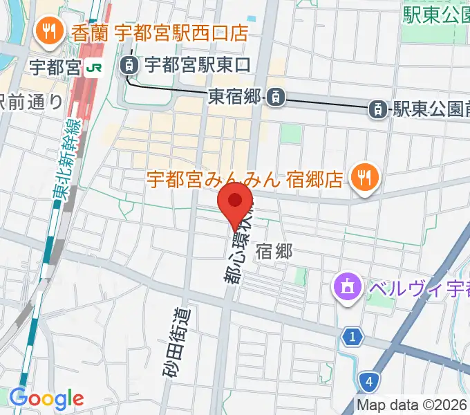 ヤマハミュージック宇都宮店の地図