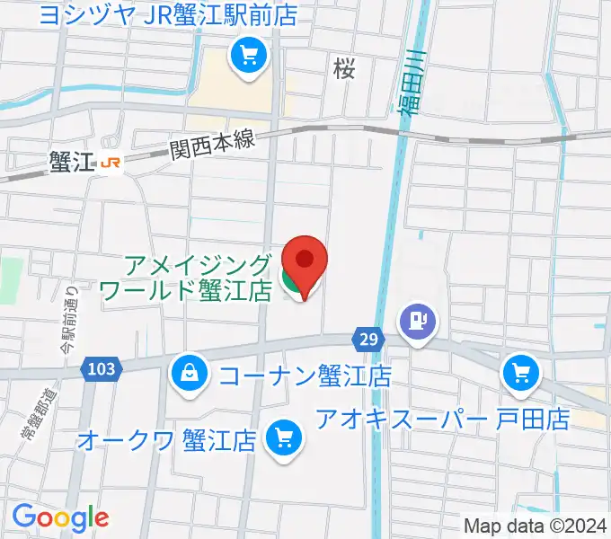 ミュージックサロン蟹江 ピアノショップの地図