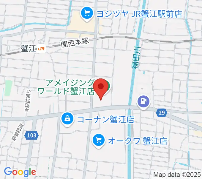 矢木楽器店 ミュージックサロン蟹江の地図