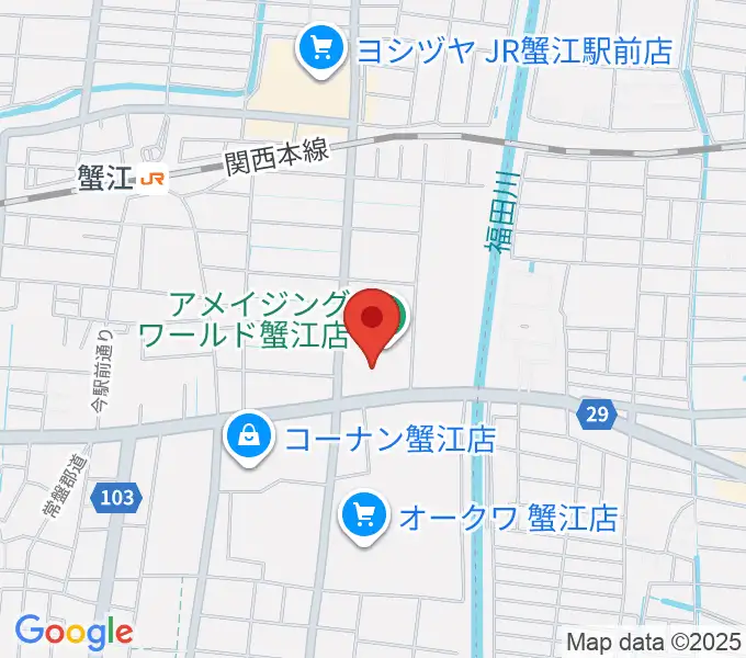 矢木楽器店 ミュージックサロン蟹江の地図