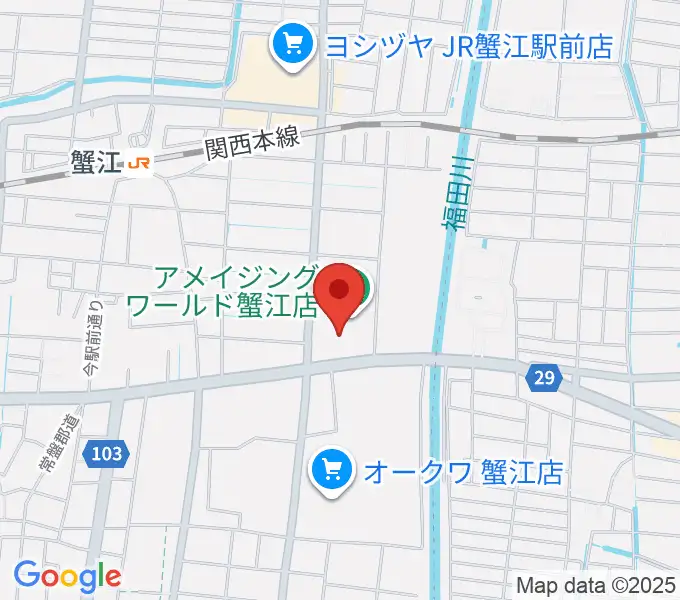 矢木楽器店 ミュージックサロン蟹江の地図