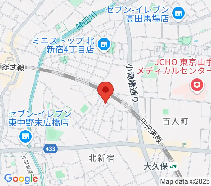 中川ピアノ教室 新宿校の地図