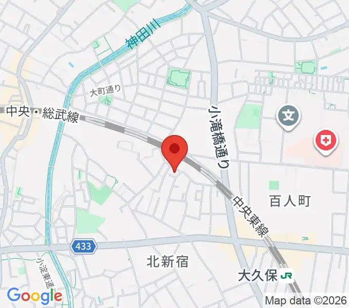 中川ピアノ教室 新宿校の地図