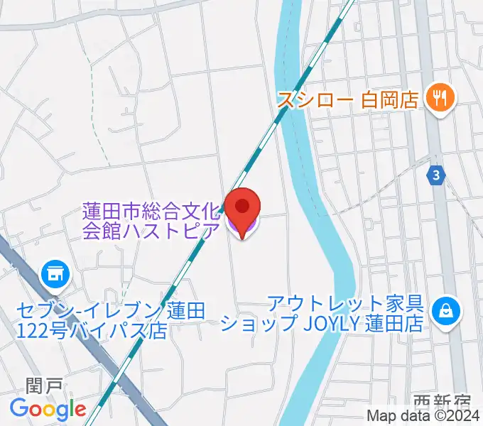 蓮田市総合文化会館ハストピアの地図