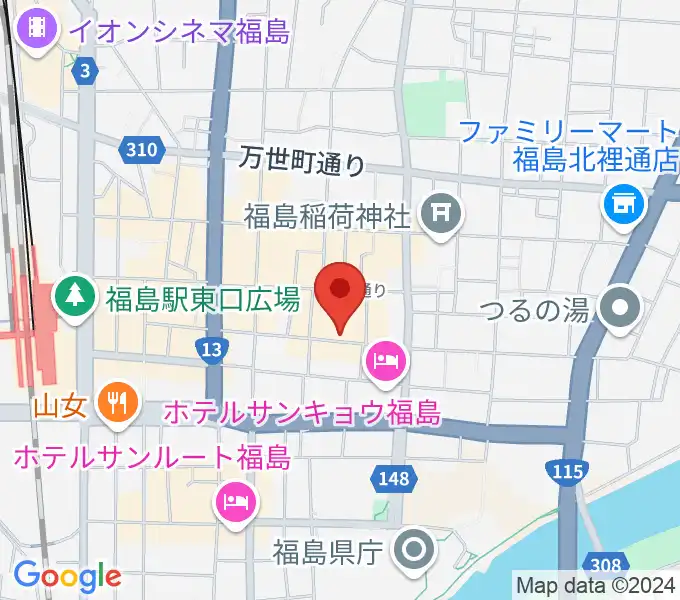 福島アウトラインの地図