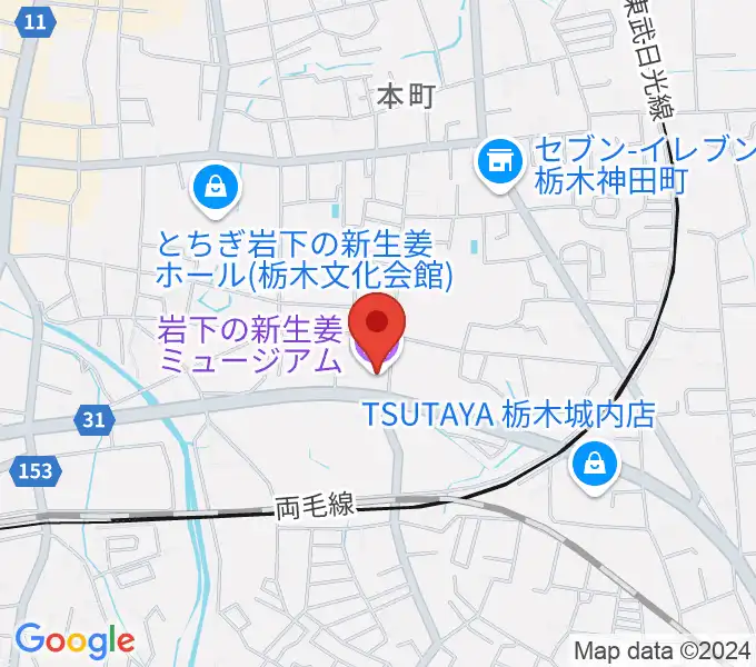 岩下の新生姜ミュージアムの地図