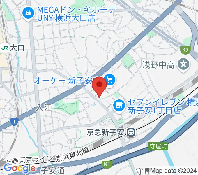 新子安ミュージックスペースグレコの地図