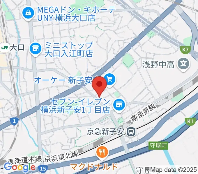 新子安ミュージックスペースグレコの地図