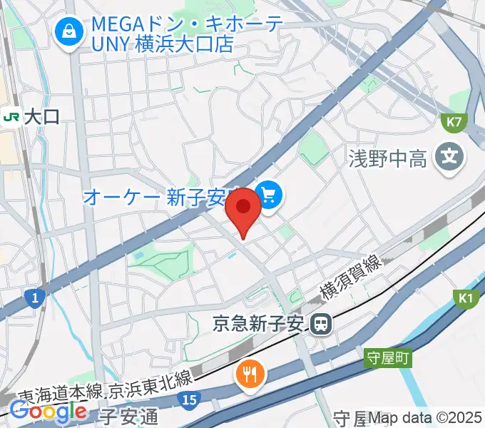 新子安ミュージックスペースグレコの地図