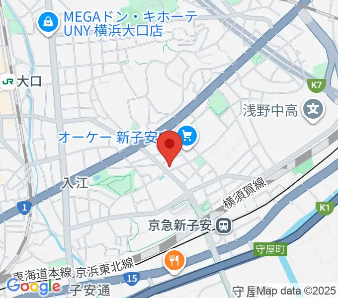 新子安ミュージックスペースグレコの地図
