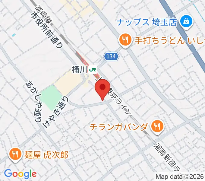 桶川の音楽スタジオVEINの地図