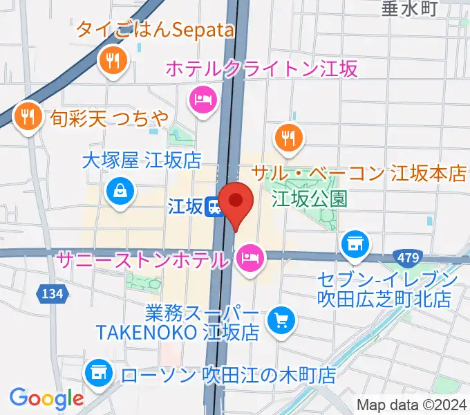 ドルフィンギターズ大阪江坂店の地図