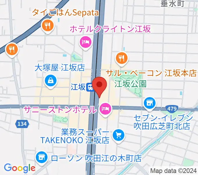 ドルフィンギターズ大阪店の地図