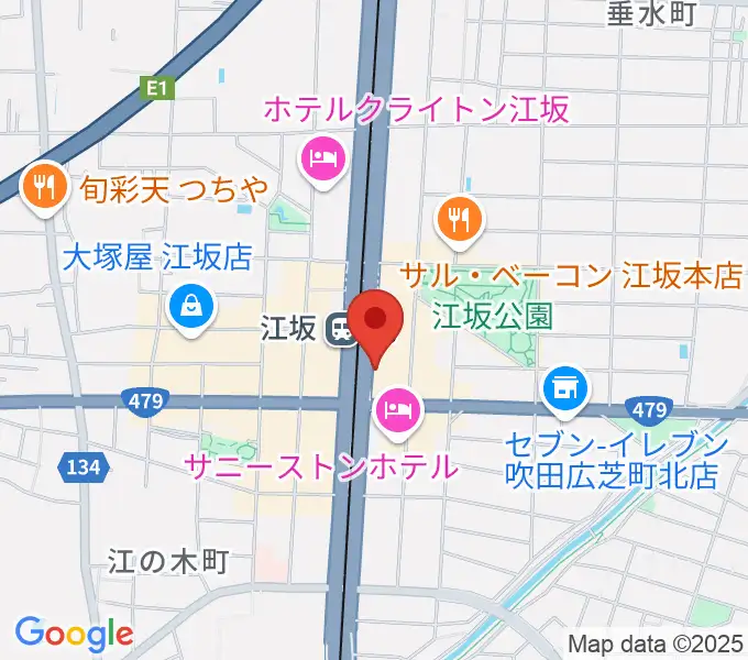 ドルフィンギターズ大阪店の地図