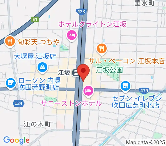 ドルフィンギターズ大阪店の地図