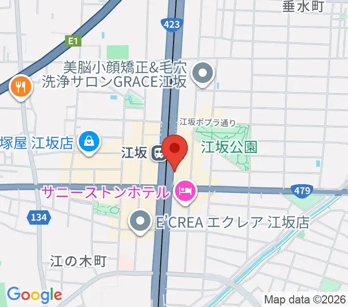ドルフィンギターズ大阪店の地図