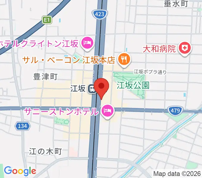 ドルフィンギターズ大阪店の地図