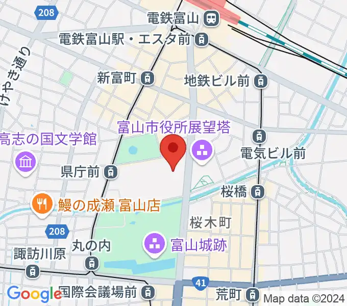 富山県民会館の地図