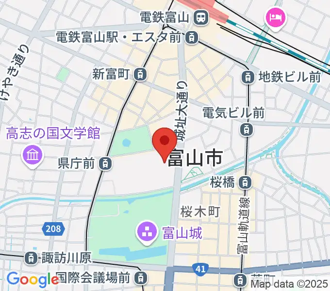 富山県民会館の地図