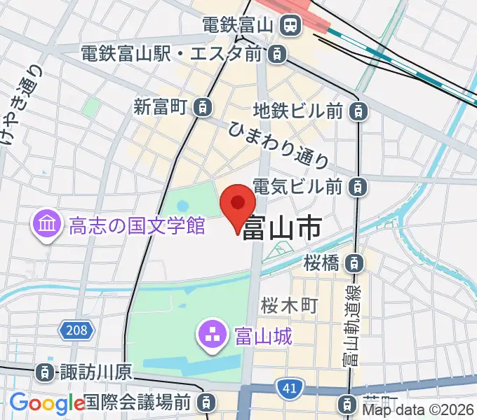 富山県民会館の地図