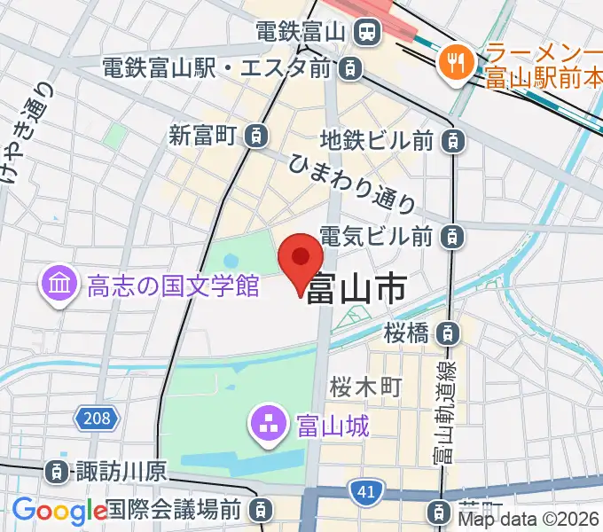 富山県民会館の地図