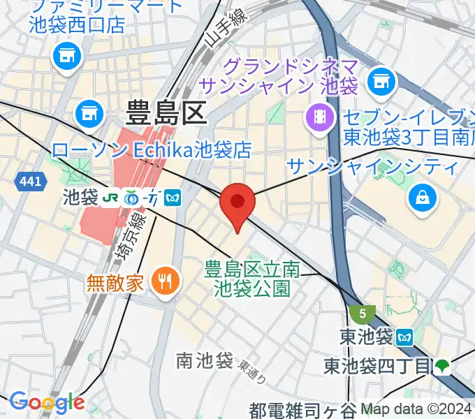 クロサワバイオリン池袋店の地図