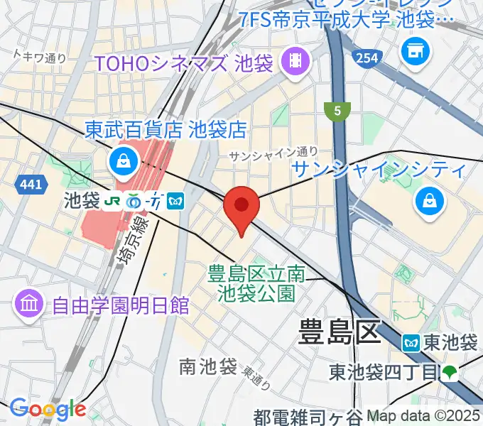 クロサワバイオリン池袋店の地図