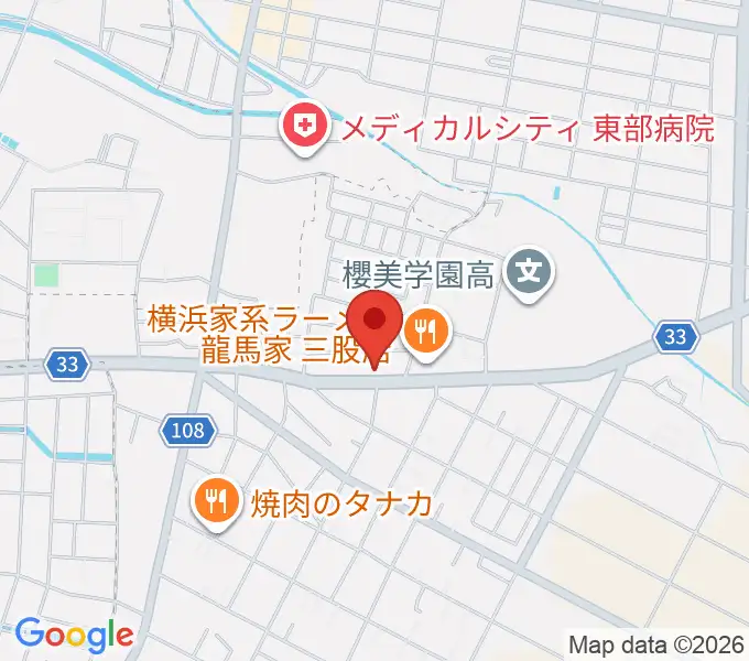 ピアノ工房グローミュージックの地図