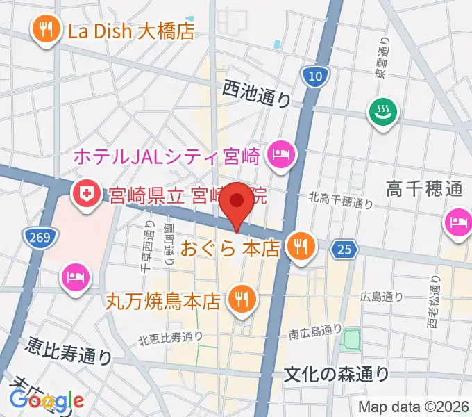 カワイ宮崎ショップの地図
