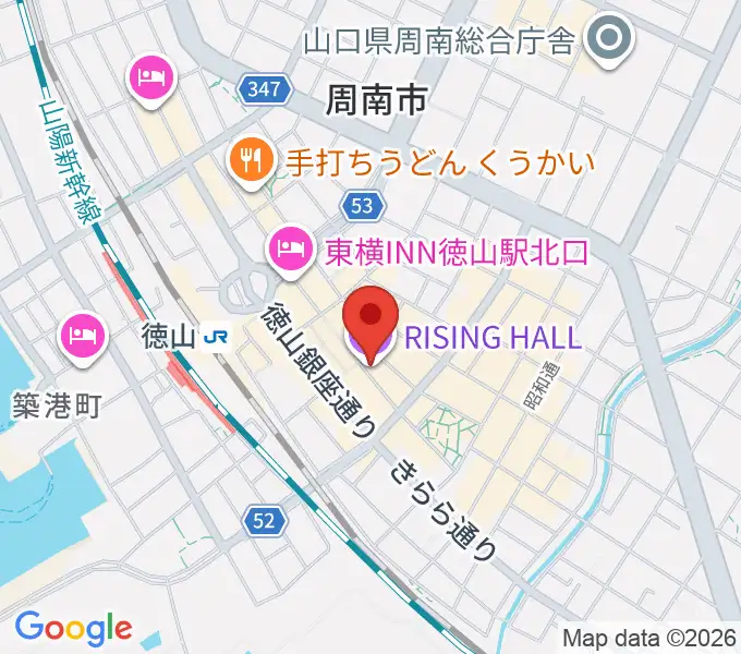 周南RISING HALLの地図