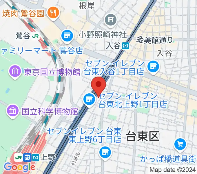 ホムラサウンド上野スタジオの地図