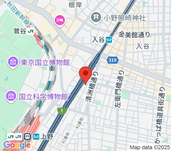 ホムラサウンド上野スタジオの地図