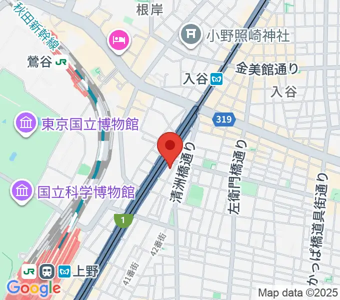 ホムラサウンド上野スタジオの地図