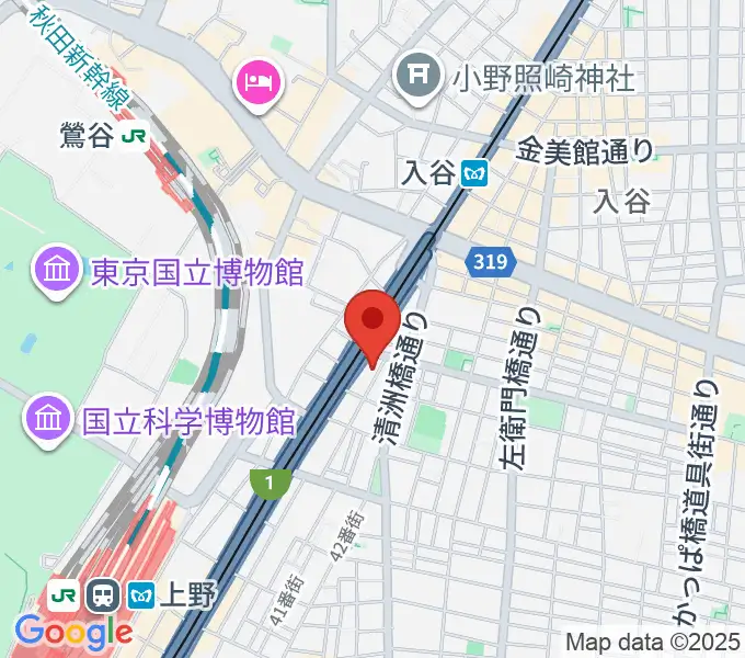 ホムラサウンド上野スタジオの地図