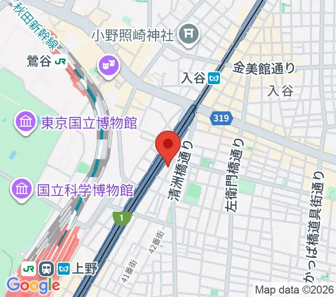 ホムラサウンド上野スタジオの地図
