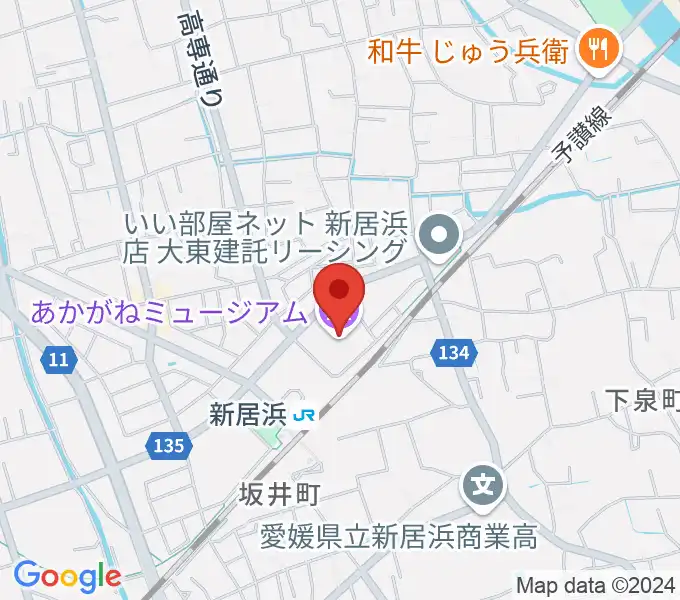 あかがねミュージアムの地図