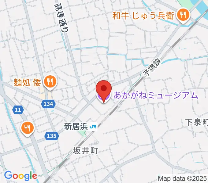 あかがねミュージアムの地図