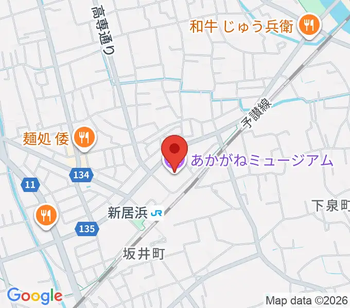 あかがねミュージアムの地図
