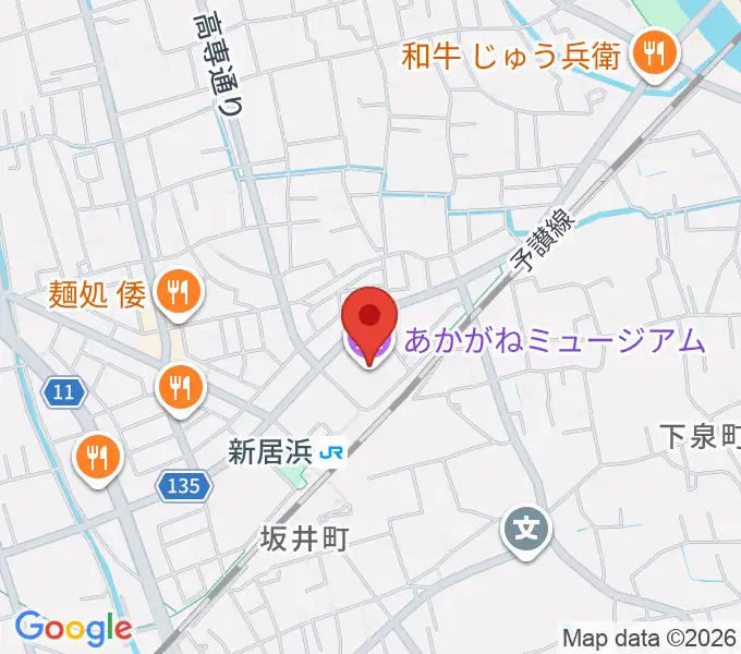 あかがねミュージアムの地図