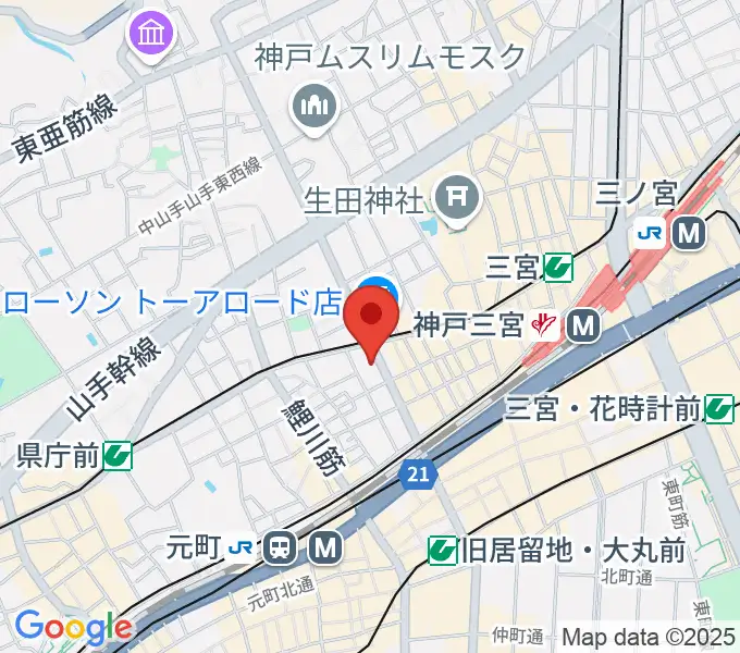 神戸へラバラウンジの地図