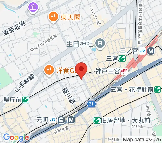 神戸へラバラウンジの地図