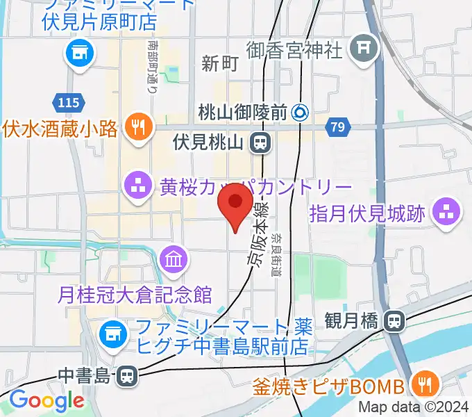 ユニスタイル京都伏見 若林楽器店の地図