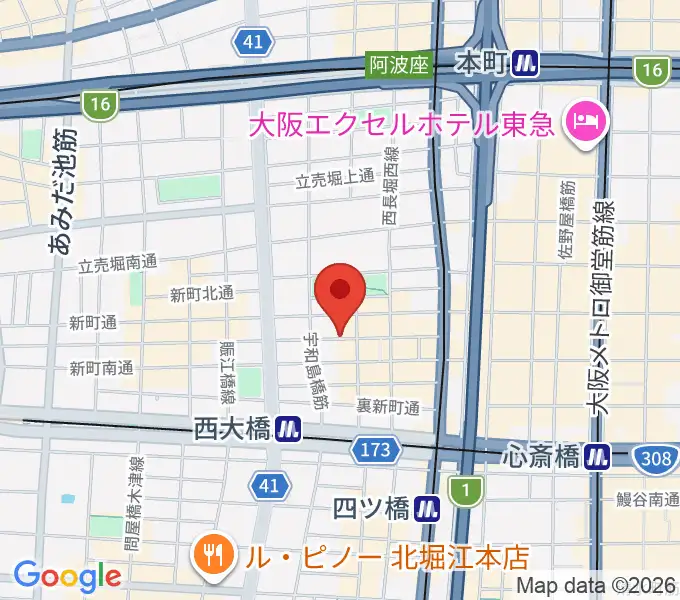 大阪スクールオブミュージック専門学校の地図