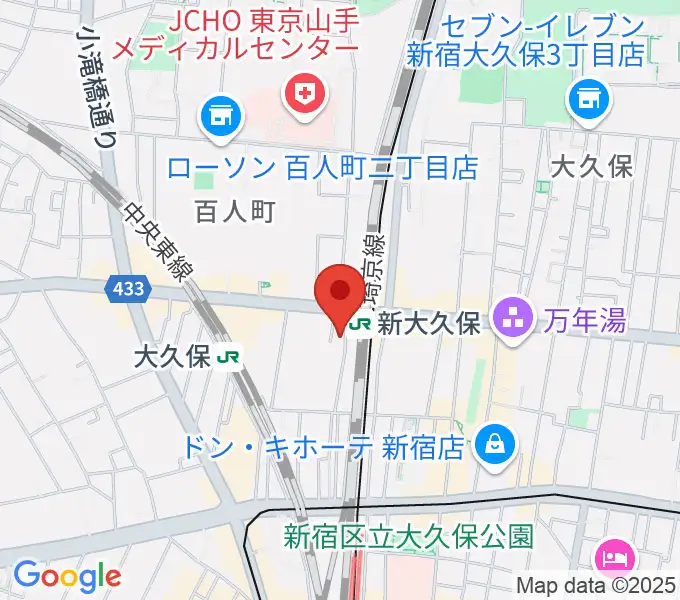 大久保管楽器店の地図