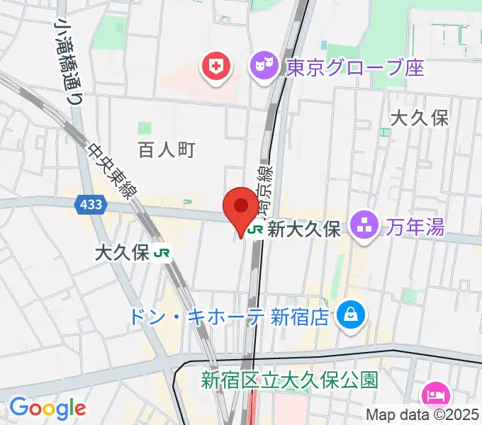 大久保管楽器店の地図