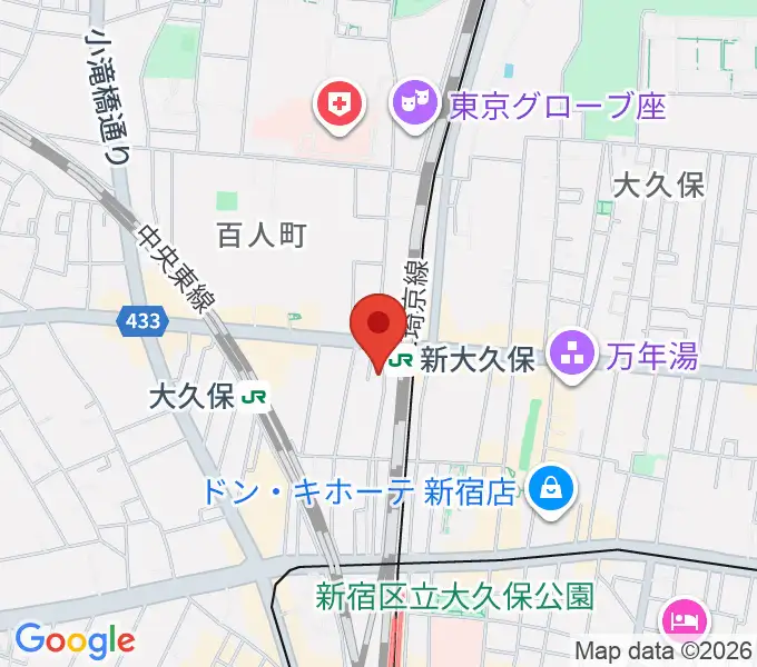 和楽器百人堂の地図